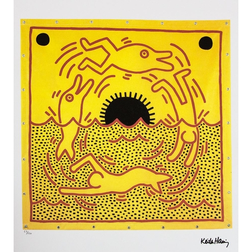 143 - Keith Haring (after) untitled, limited edition of 150, lithography print, sheet size 50 x 70 cm, pla... 