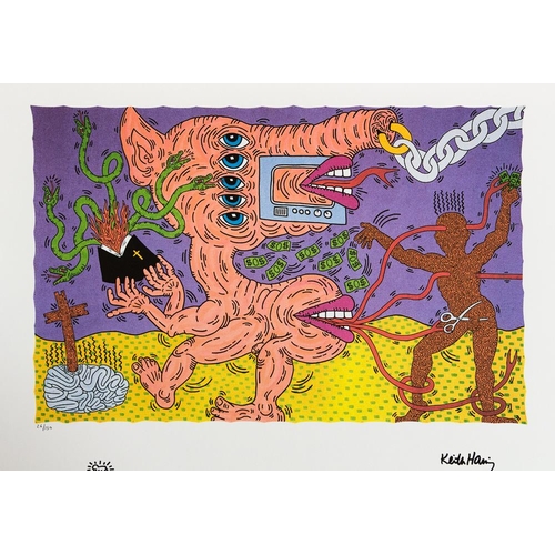 170 - Keith Haring (after) untitled, limited edition of 150, lithography print, sheet size 50 x 70 cm, pla... 