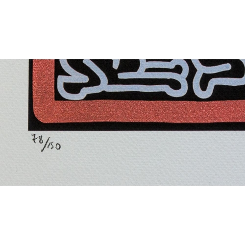 242 - Keith Haring (after) untitled, limited edition of 150, lithography print, sheet size 50 x 70 cm, pla... 