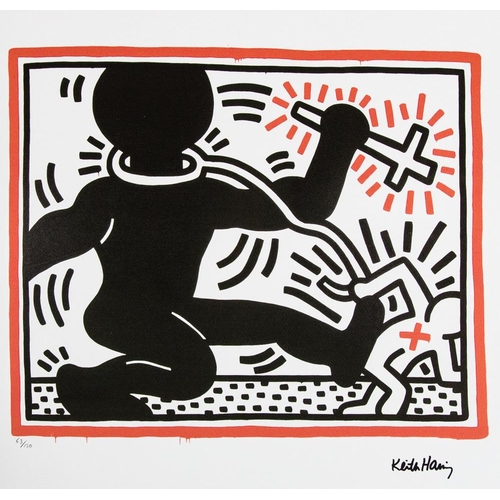 50 - Keith Haring (after) untitled, limited edition of 150, lithography print, sheet size 50 x 70 cm, pla... 