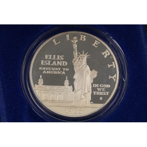 151 - 1986 Ellis Island Statue of Liberty Proof Silver Dollar with paperwork