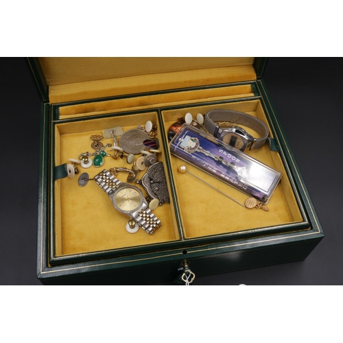 154 - Large Lockable Jewellery Box with watches, costume jewellery etc