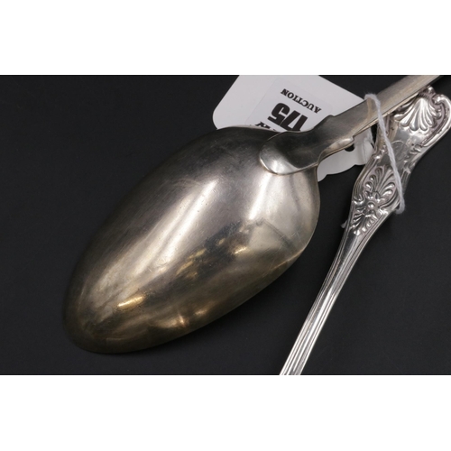 175 - A large Silver Basting Spoon London 1814 & lSilver Sauce Ladle Dated 1905 - 250 grams weight.