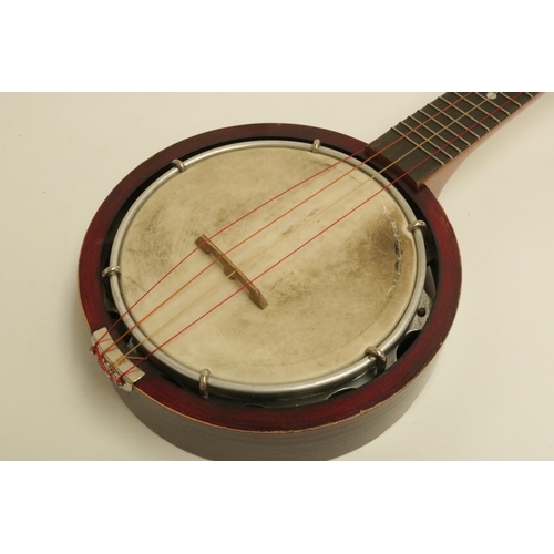 180 - Keech Banjolele Ukulele - in good condition for both age and usage, the case is missing the handle.