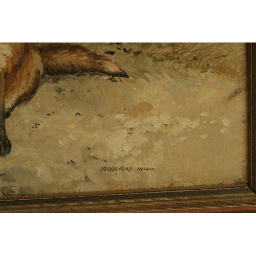 184 - Oil on Canvas by the Artist Berrisford Hill of a Fox and signed, size including frame 9.5 inches x 8... 