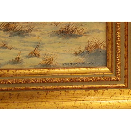 185 - Oil on Board Signed by the Artist Berrisford Hill - 2 Pheasants in fight size including frame 15.5