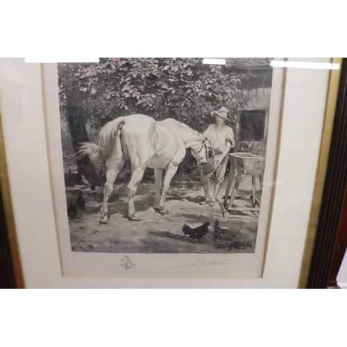 313 - Engraving of a Lady Feeding A Horse - 1866 - entitled 