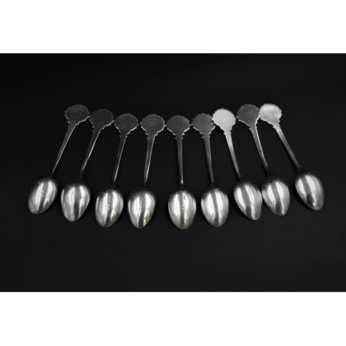 321 - Set of 9 Silver Spoons, Liverpool Street Club - 154 grams.