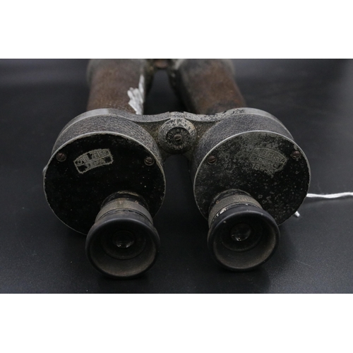 323 - WWI Carl Zeiss Jena Delfort Binoculars 18 x 50 in original leather case. Not in the best of conditio... 