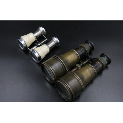 334 - Vintage Spencer & Son Binoculars made in Dublin, Lens A/F, with a mother of pearl set (unnamed)