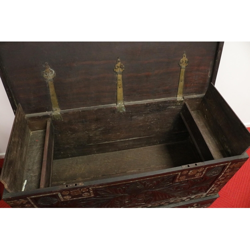 336 - Moorish Carverd Chest with Brass Finishing