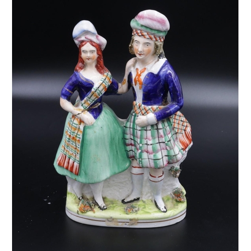 1 - A pair of 19th Century Royal Staffordshire figurines, 1 x Ram and 1 x Scottish Flatback, both figure... 