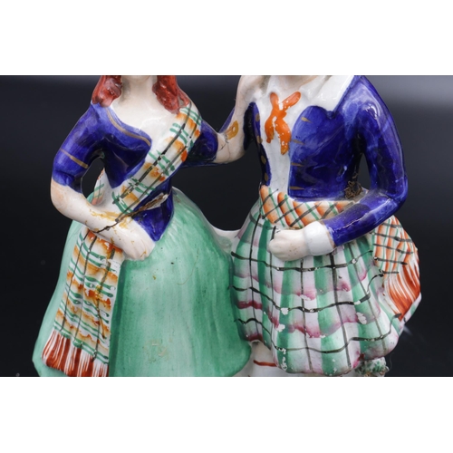 1 - A pair of 19th Century Royal Staffordshire figurines, 1 x Ram and 1 x Scottish Flatback, both figure... 