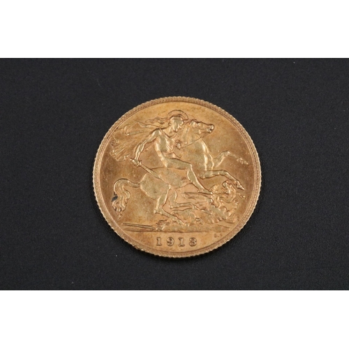 100 - 1913 George V Gold Half Sovereign