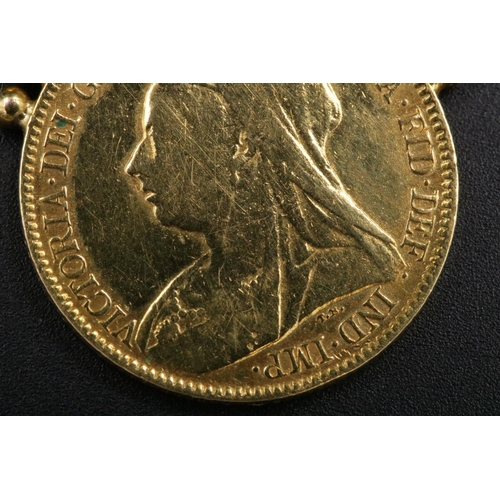 102 - 1897 Victorian Gold Half Sovereign with Mount 4.4 grams