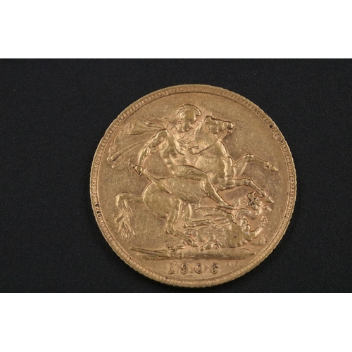 103 - 1906 Edward VII Gold Full Sovereign - 7.96Grams