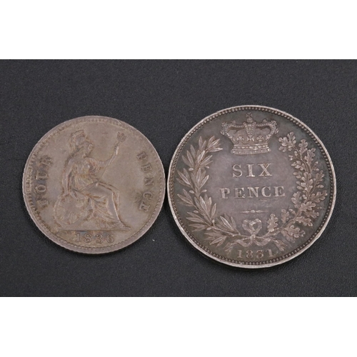 111 - William IV Sixpence 1831 plus Groat 1836