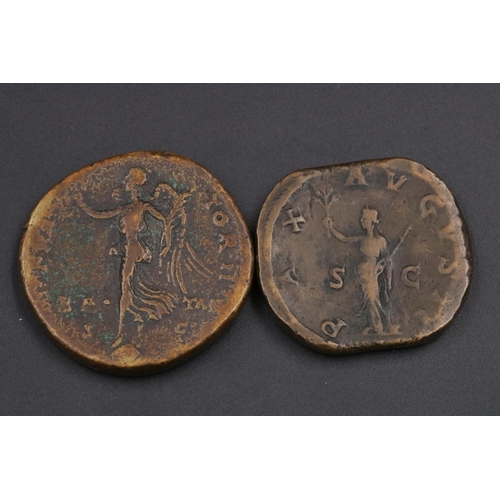 114 - Roman Sestertius Coins (x2) Antoninus Pius & Maximianus