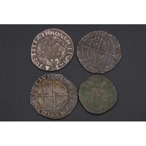 122 - Elizabeth 1st Half Groat & 3 Half Pence plus a Charles 1st Half Groat and Farthing.