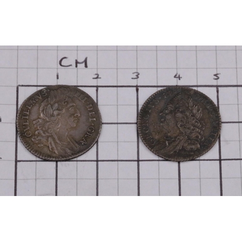 124 - William III Sixpence 1696 Coin & George II Sixpence 1758