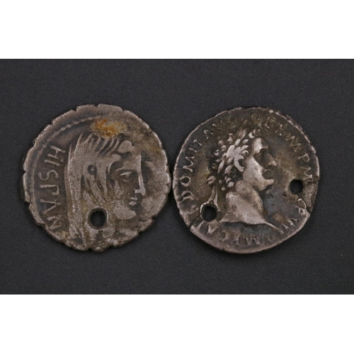 128 - Roman Silver Denarii Republican x2 & Demition & Elagabalus Coins, 3 of which are pierced.