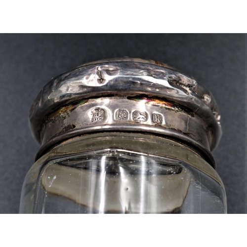 13 - Silver & Glass Inkwell (Large) - Birmingham 1922 (Lid A/F) - Silver Topped Sugar Sifter A/F and 2 x ... 