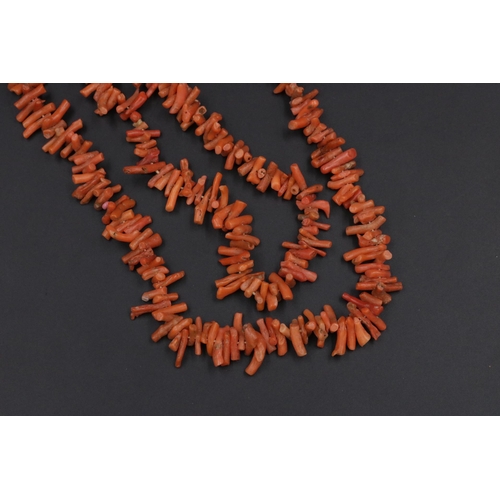 146 - Vintage Red Coral Necklace 28 inches.