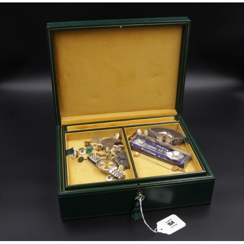 154 - Large Lockable Jewellery Box with watches, costume jewellery etc