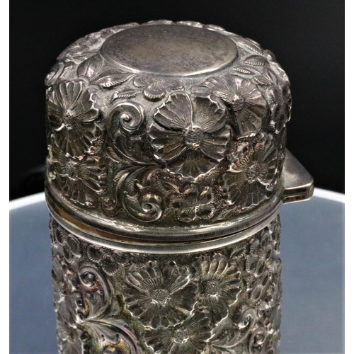 16 - Ornate Silver Smelling Salts Scent bottle without glass stopped, London 1902