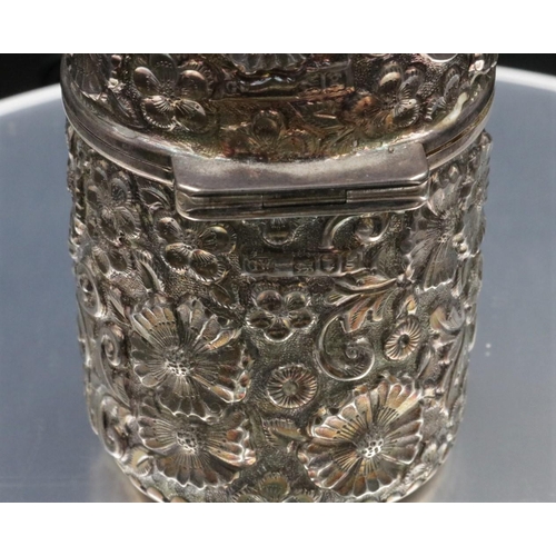 16 - Ornate Silver Smelling Salts Scent bottle without glass stopped, London 1902