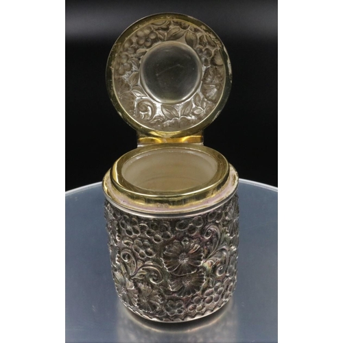 16 - Ornate Silver Smelling Salts Scent bottle without glass stopped, London 1902