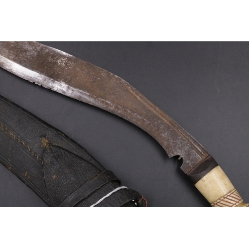 172 - Antique Kukri with Bone Handle - Blade 9 1/2