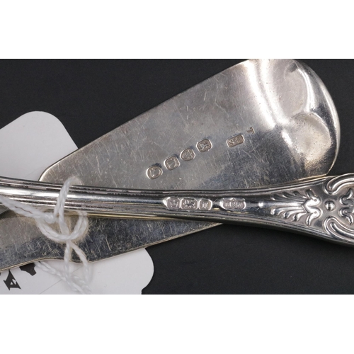 175 - A large Silver Basting Spoon London 1814 & lSilver Sauce Ladle Dated 1905 - 250 grams weight.