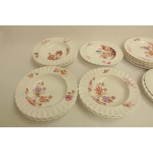 183 - A Collection of Early Copeland China painted plates (12 of) and Large bowls (9 of), date marked 1883... 