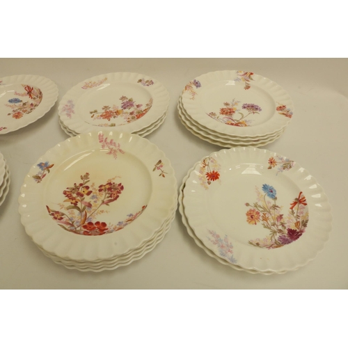 183 - A Collection of Early Copeland China painted plates (12 of) and Large bowls (9 of), date marked 1883... 