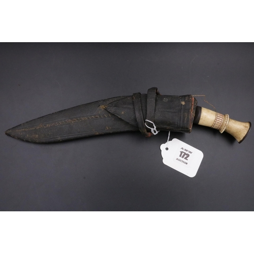 172 - Antique Kukri with Bone Handle - Blade 9 1/2