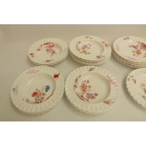 183 - A Collection of Early Copeland China painted plates (12 of) and Large bowls (9 of), date marked 1883... 