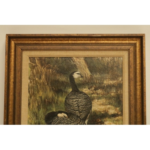 187 - Acrylic on Board by the artist Ken Turner of Geese signed bottom left, overall size including frame ... 