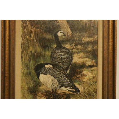 187 - Acrylic on Board by the artist Ken Turner of Geese signed bottom left, overall size including frame ... 