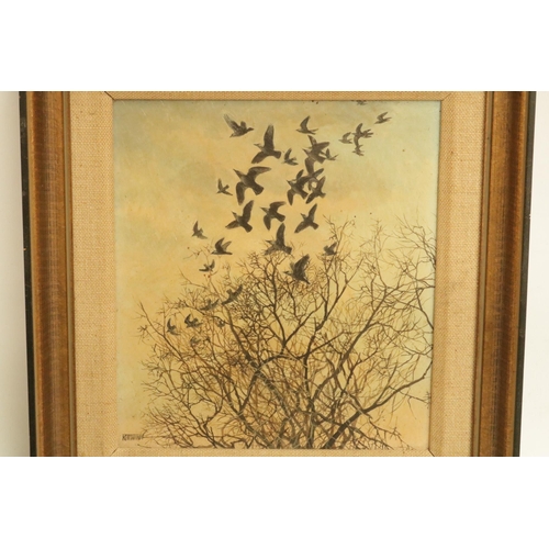 196 - Original Painting on Board signed by the artist  Ken Turner of Crows. Size overall in frame 10 x 9.5... 