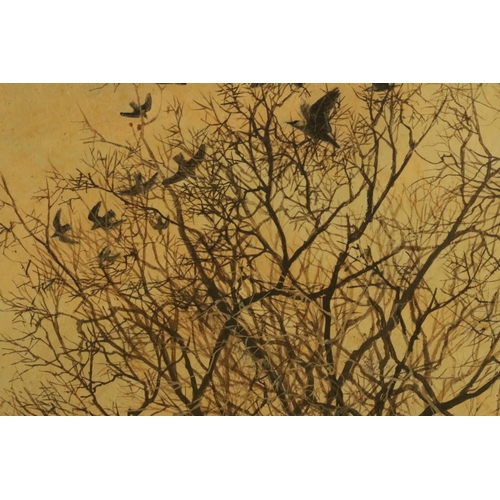 196 - Original Painting on Board signed by the artist  Ken Turner of Crows. Size overall in frame 10 x 9.5... 