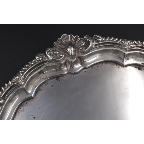 198 - Solid Silver Salver, 10 inches across with Scrolled Feet, dated 1901 - 760 grams