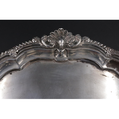 198 - Solid Silver Salver, 10 inches across with Scrolled Feet, dated 1901 - 760 grams