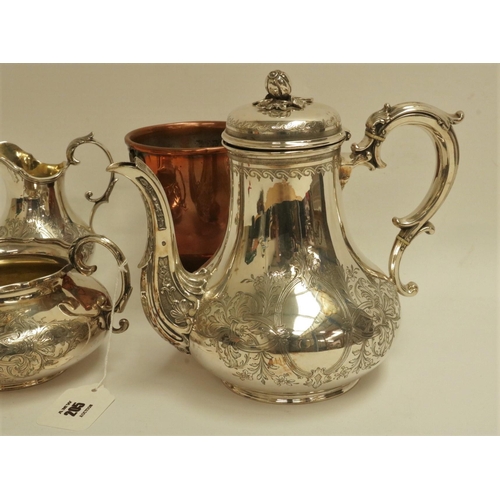 205 - Silver Plated Coffee Pot, Milk Jug, Sugar Bowl & Nips & 2 Other Items