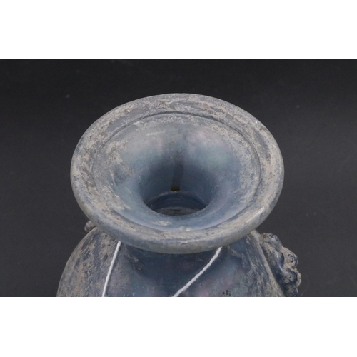 211 - Scavo Murano Glass Vase in Slate Blue & Cream. The majority of the glass surface is covered in Scavo... 