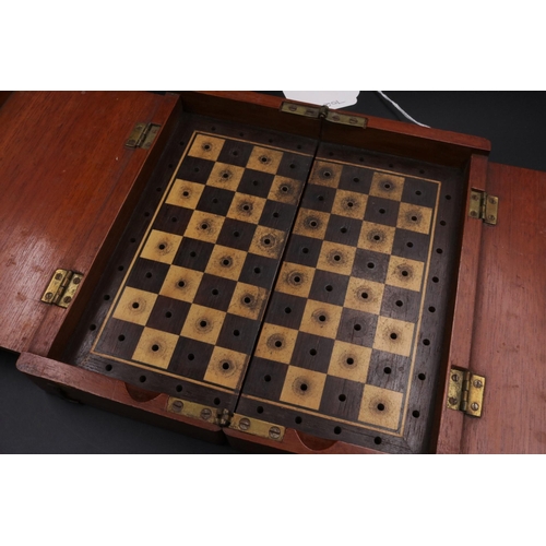 218 - An 8 inch travel Chess Set by Whittington, Bone-Wood travel chess set circa 1900 - 1915. Unfortunate... 