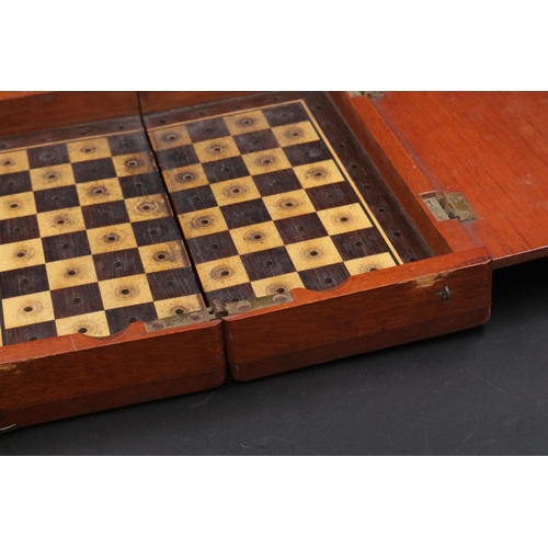 218 - An 8 inch travel Chess Set by Whittington, Bone-Wood travel chess set circa 1900 - 1915. Unfortunate... 