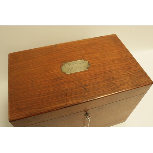 220 - Very large C1900 Rifle Brigade Tea Caddy in excellent condition with original lock & key. 16 inches ... 