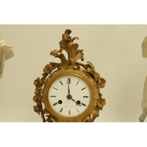 221 - French Ormolu Mantle Clock by Le Roy, Paris. A fine and impressive example. Impressed mark on back o... 