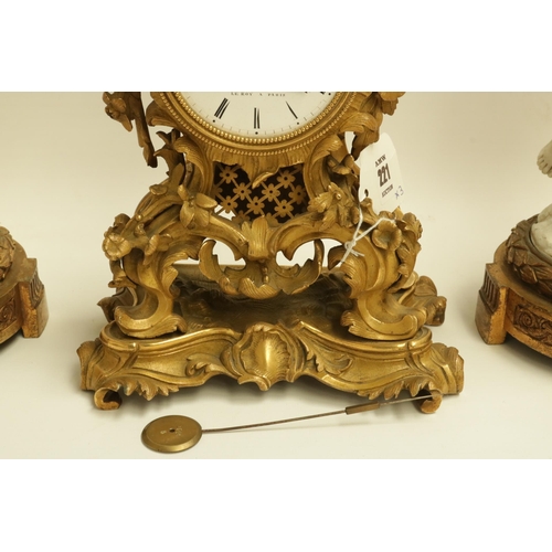 221 - French Ormolu Mantle Clock by Le Roy, Paris. A fine and impressive example. Impressed mark on back o... 